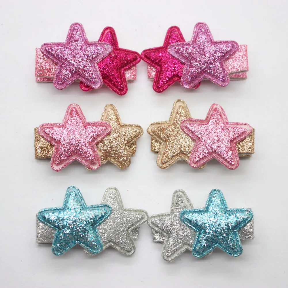 Оптовая продажа 3 5 см пары заколок для волос блестящие двойные пятиконечные