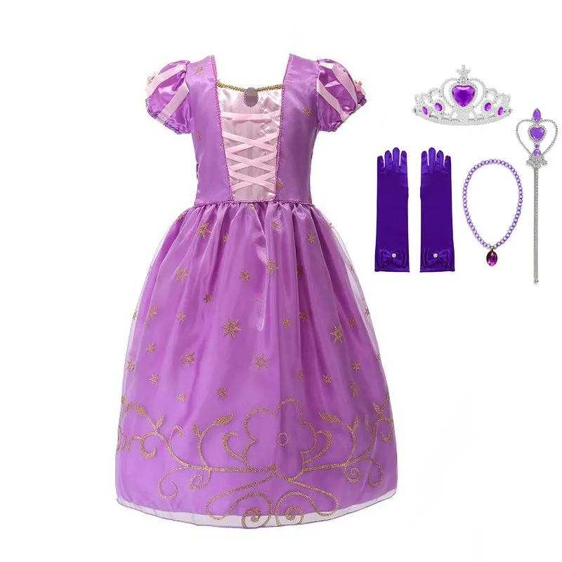Dresss Set 02 Нарядный костюм принцессы Рапунцель для девочек; детские сказочные костюмы для костюмированной вечеринки; детская одежда для Хэллоуина, дня рождения, фэнтези - Цвет: Dresss Set 02