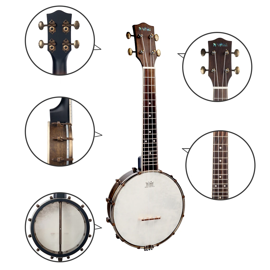 Banjolele 23 дюймов концертный банджо укулеле комбинация с Gig Bag музыкальный инструмент