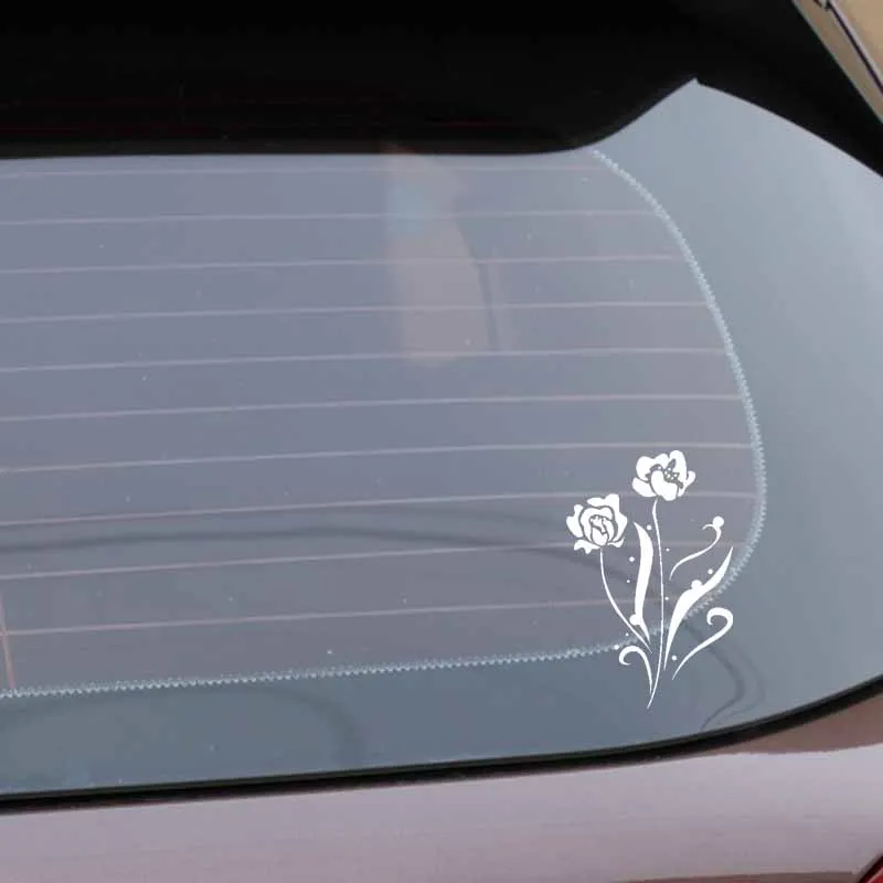 

YJZT 9.2CM*14.2CM Creative Design And Decoration Of Roses Car Sticker Vinyl Decal Black/Silver C23-0521