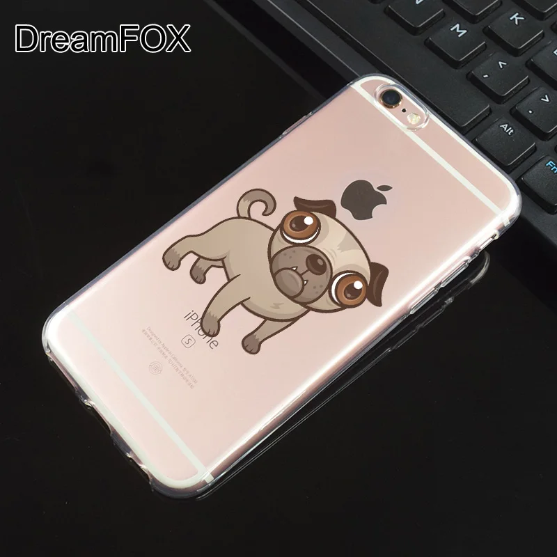 M442 Милый Мягкий ТПУ силиконовый чехол с Мопсом для Apple iPhone 11 Pro XR XS Max 8X7 6 6S Plus 5 5S SE 5C 4