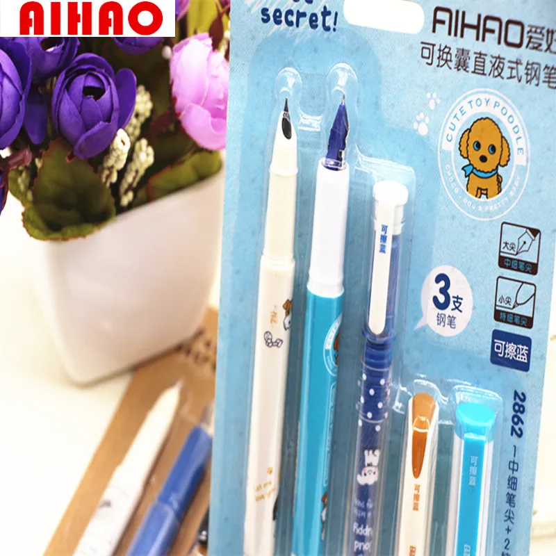 AIHAO 2862 новое поступление высокая пластиковая крышка авторучка чернила Сменные Гладкие письма 3 шт./лот Ручка
