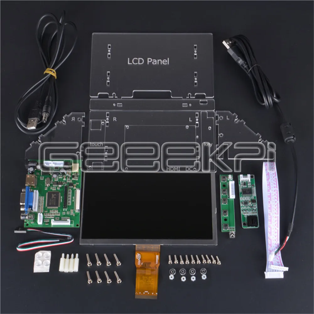 ЖК дисплей GeeekPi 7 дюймов 1024*600 TFT резистивный сенсорный экран монитор + прозрачный