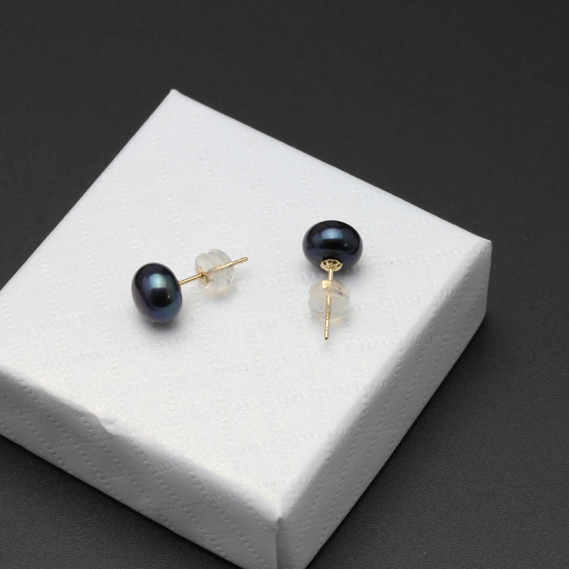 Серьги-гвоздики из натурального пресноводного жемчуга, 18 k золотые ювелирные изделия для женщин, белые настоящие серьги с крупным жемчугом, ювелирные изделия, прекрасный подарок на Рождество