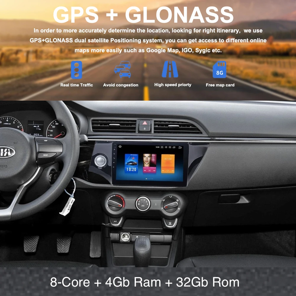 Автомобильный мультимедийный комплект 10 2 &quotIPS Android 9 0 1din для Kia K2 Rio Radio 2017 2018