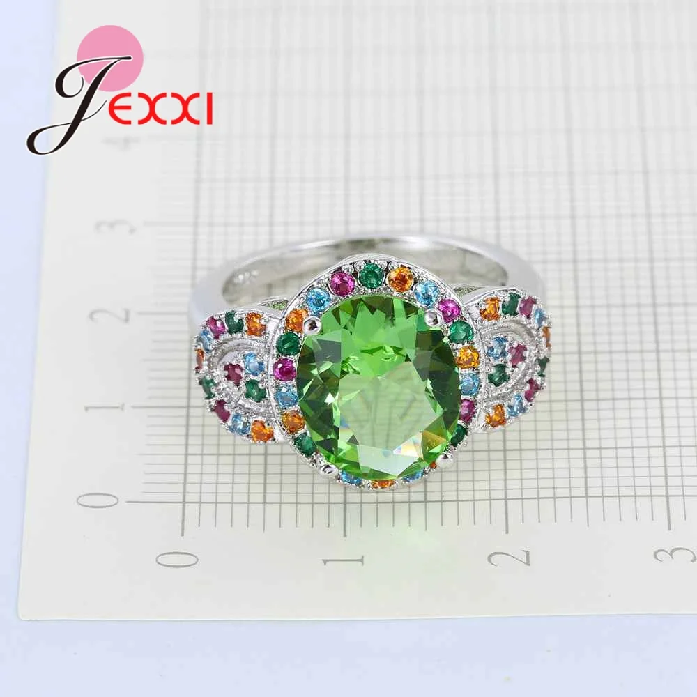 

Antique Promise Rings for Women Wedding Enagement 925 Sterling Silver Ring Multi Colored Rainbow CZ Zircon Fashion Bijoux
