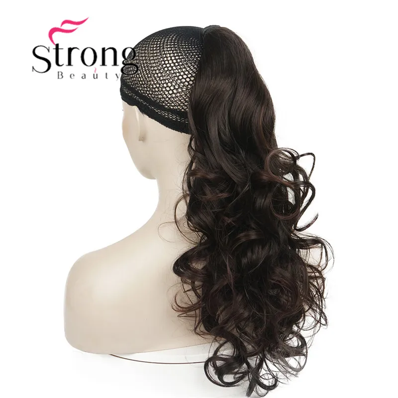 StrongBeauty 2" волнистая Накладка для волос для женщин премиум синтетического волокна 120 г-130 г завязывается заколка для хвоста в наращивание волос