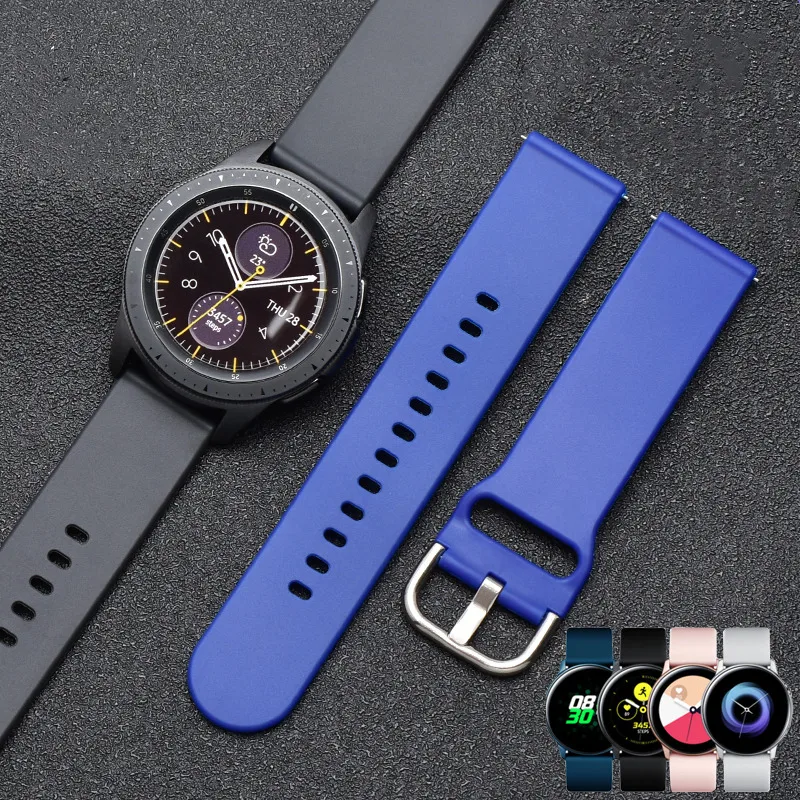 Силиконовый ремешок 20 мм для Samsung Gear Sport S2 классический сменный мягкий Galaxy Watch 42
