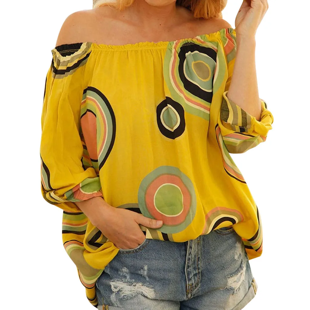 D Женские топы и блузки Mujer De Moda плюс размер S-4XL Tunique Femme Blusas Mujer летняя блузка с открытыми плечами блузка блузкиз4 - Цвет: D