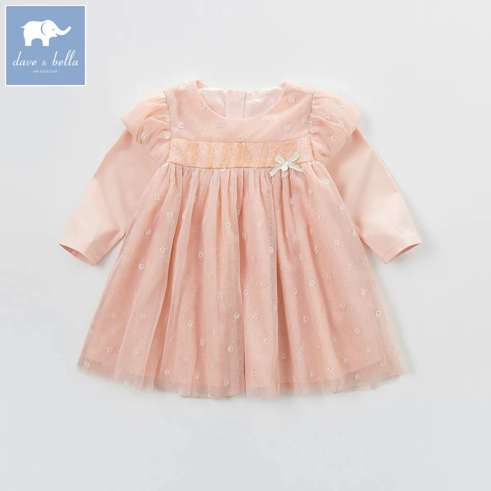 Dave bella/DB5196 платье для маленьких девочек стильное розовое с цветочным принтом