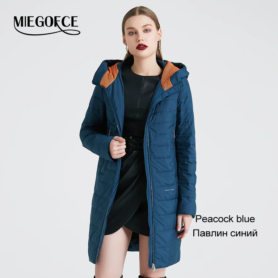 607 Peacock Blue MIEGOFCE Весенняя осенняя куртка женское пальто ветрозащитный теплый женское пальто европейской и американской женской модели пальто дизаин - Цвет: 607 Peacock Blue