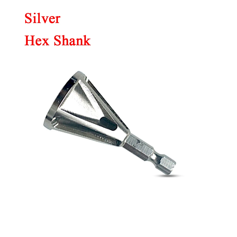 Silver Hex Shank 1 шт. Горячая Мода нержавеющая сталь инструмент для снятия заусенцев внешняя фаска высокая прочность твердость сверло для удаления заусенцев серебряный цвет падение - Цвет: Silver Hex Shank
