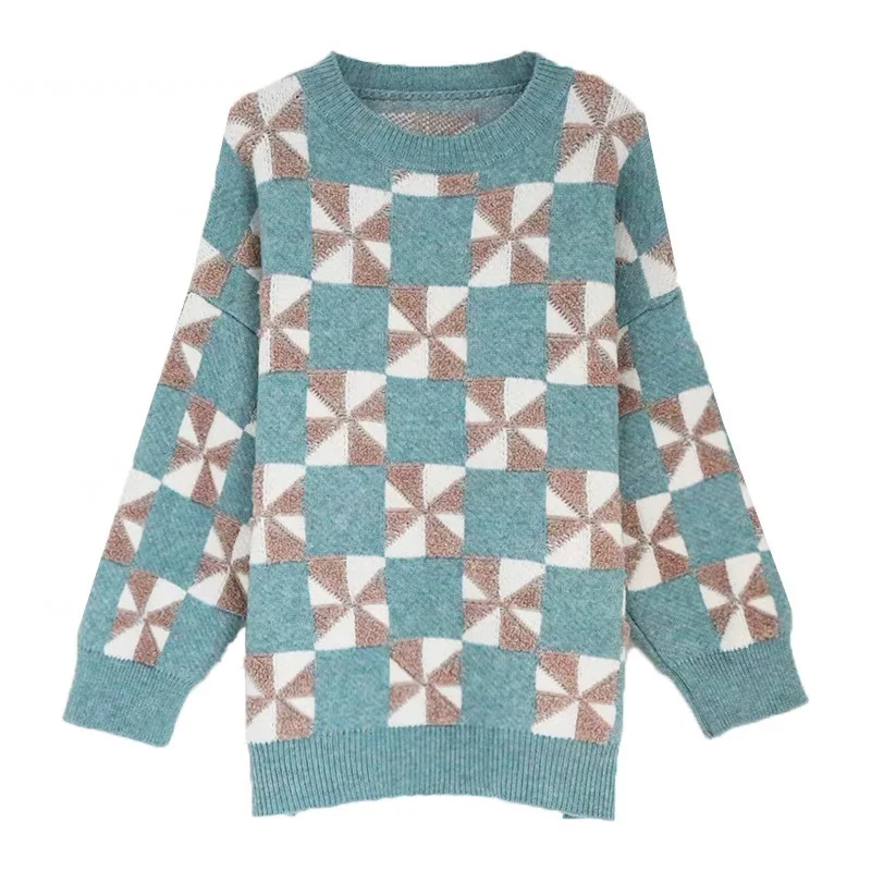 

women's clothing 2019 new arrival women spring autumn loose knitted sweaters ladies long sleeve squares pullovers sweater