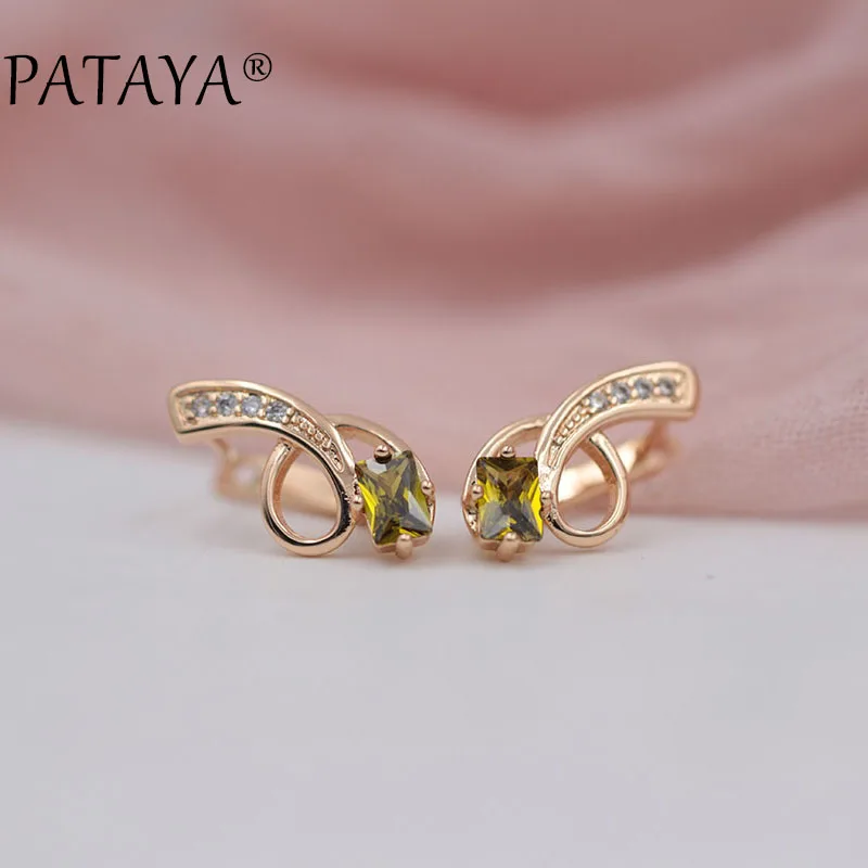 Новинка 585 длинные серьги PATAYA из розового золота квадратные синие подвески с