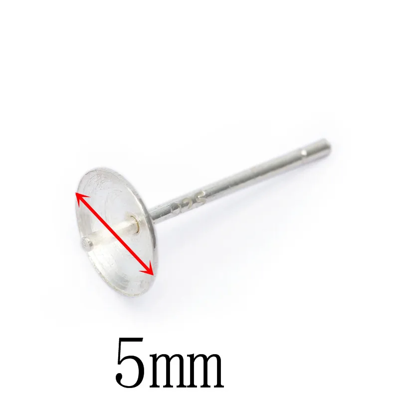 5mm Basehome 925 пробы Серебряные серьги настройки 3/4/5/6 мм Пустой Круглый базовые кабошон серьги-гвоздики для ушей, чаша основа сообщений чистого серебра серьги - Цвет: 5mm
