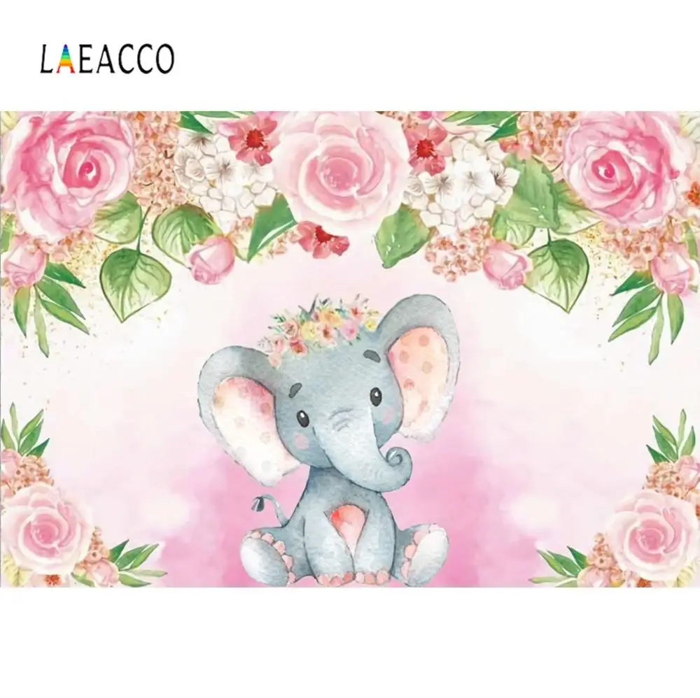 Elephant Baby Shower Backdrops For Photography Flowers Newborn Portrait Watercolor Backgrounds Photo Studio | Электроника