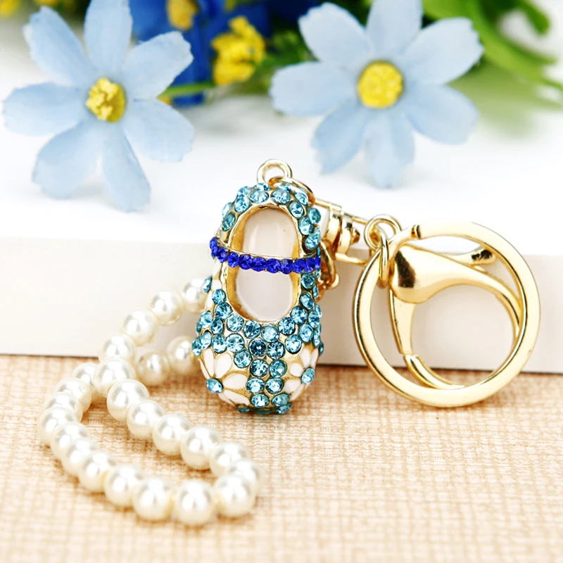 Новинка Модный высококачественный милый брелок для ключей с кристаллами женщин