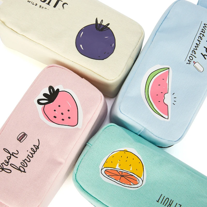 Пенал Kawaii Канцтовары холст фруктовый пенал большой емкости школьный для девочек