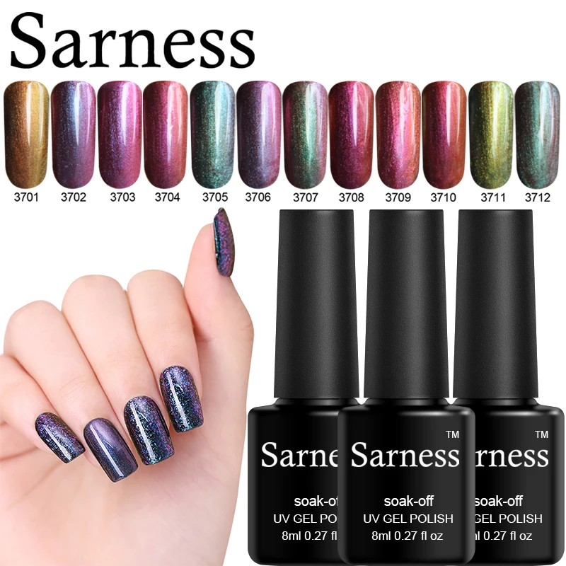 Sarness 3D Хамелеон Esmaltes УФ гель лак Цвет Блеск Перманентный зеленый для ногтей LED