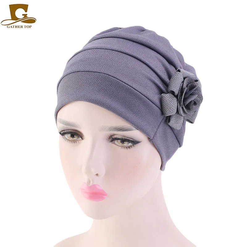 

New Women Large flower Chemotherapy Cap Ruffle Cancer Chemo hat Turban Scarf Beanie Cap for Cancer Patient