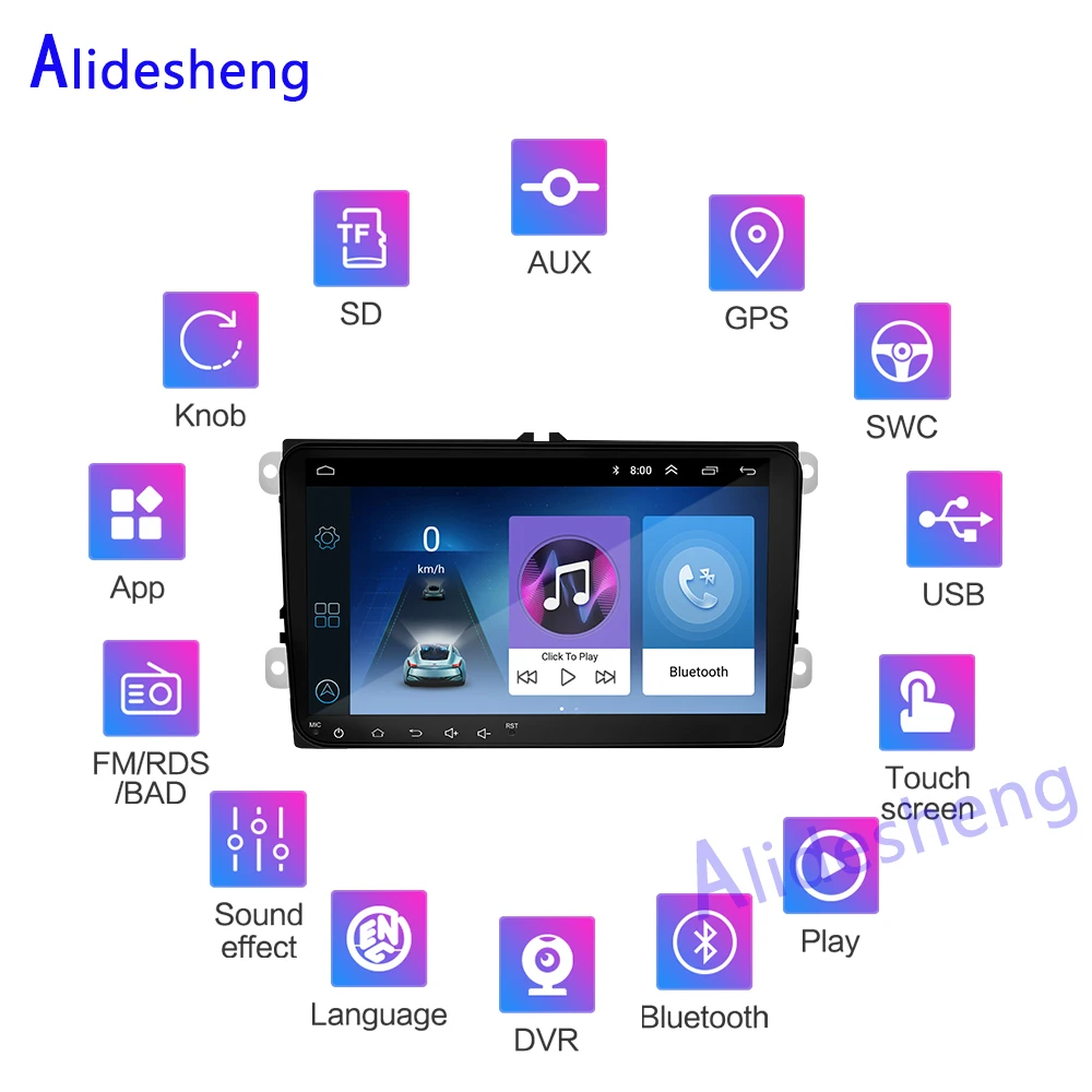 Автомобильный мультимедийный плеер Android 8 1 GPS 2 Din стерео для Volkswagen VW POLO Amarok PASSAT B6 Golf