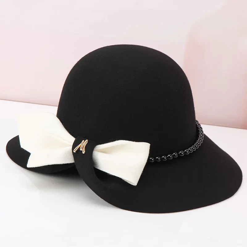 Женская шерстяная шляпа Fedoras осенне зимняя модная в британском ретро стиле для