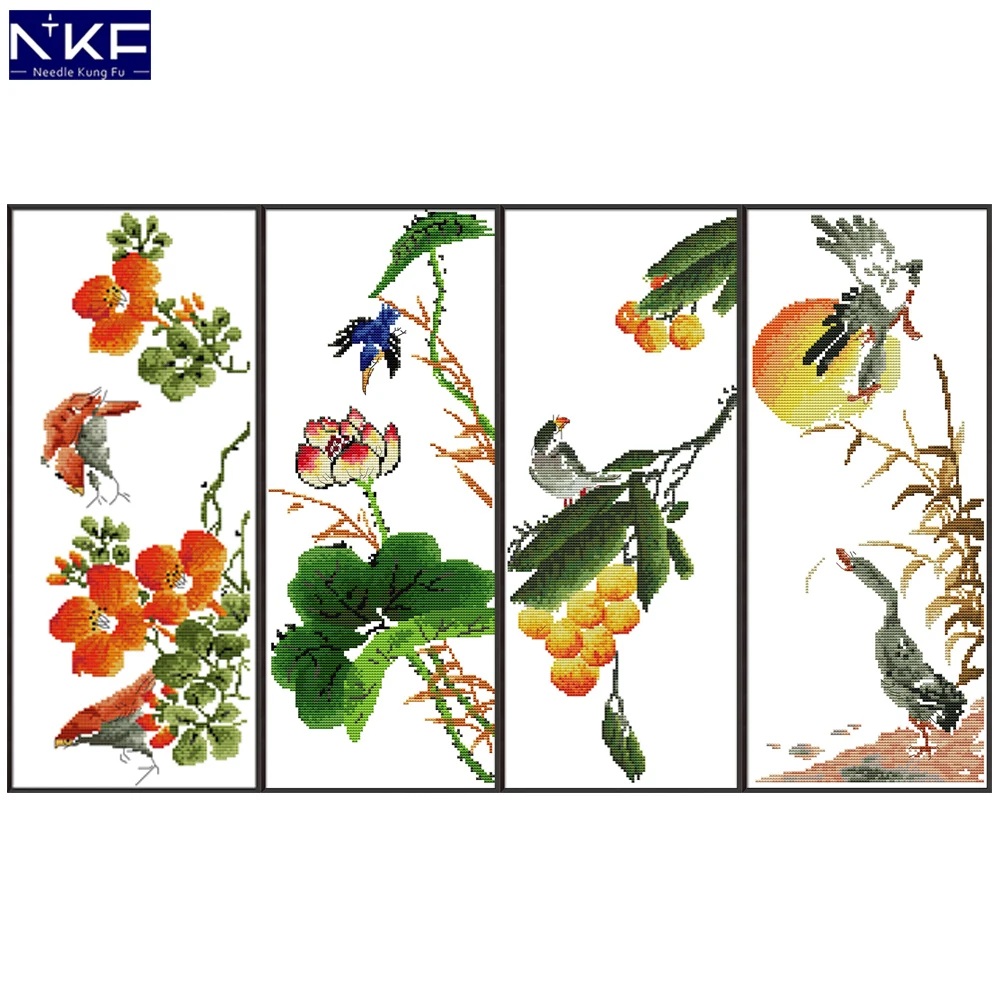 Набор для вышивки крестиком с изображением животных NKF Four Seasons ручная работа