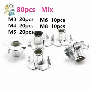 20 шт. M3 M4 M5 M6 M8, оцинкованная, четыре зажима, гайка динамика, Т-гайка, глухая, тройник, гайка, мебель
