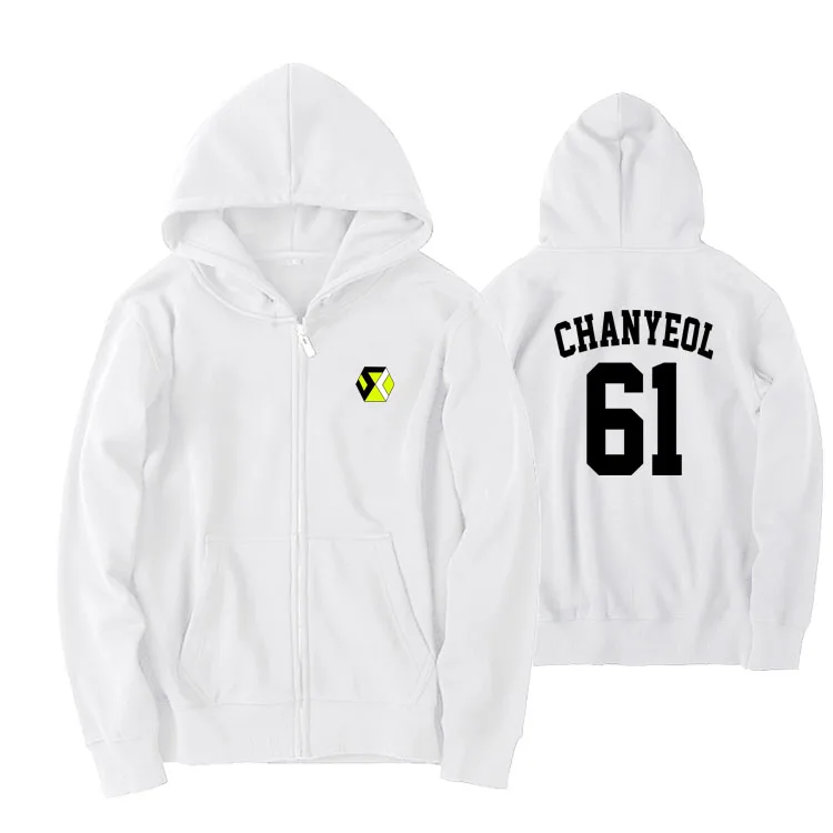 fleece Kpop exo sc sehun chanyeol what a life album с именами членов группы куртка с капюшоном с принтом флисовая/тонкая свободная толстовка на молнии - Цвет: fleece