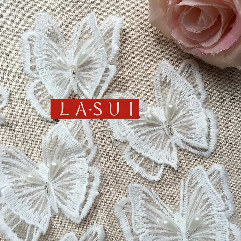 LASUI 3y = 1 лот Двухслойное кружевное свадебное платье с 3D бабочками ручной работы