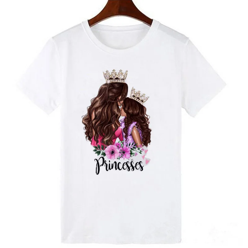 Модная Одинаковая одежда для матери и дочери с принтом Love Princess семейная летняя