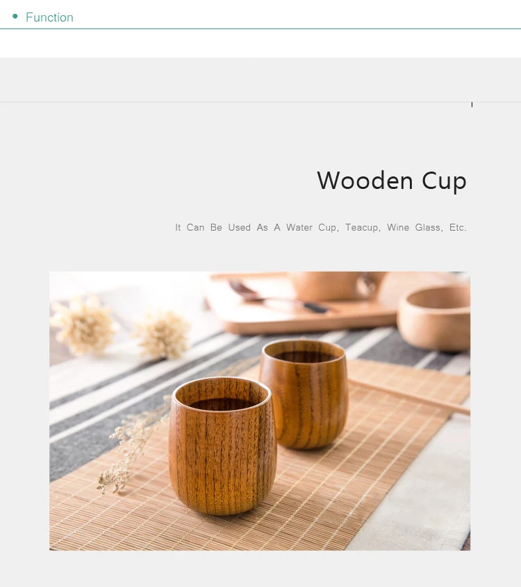 OYOURLIFE Japanese Style Natural Wooden Cup Reusable Environmental Protection Tea Coffee Milk Wine Cup Heat Insulation Water Cup