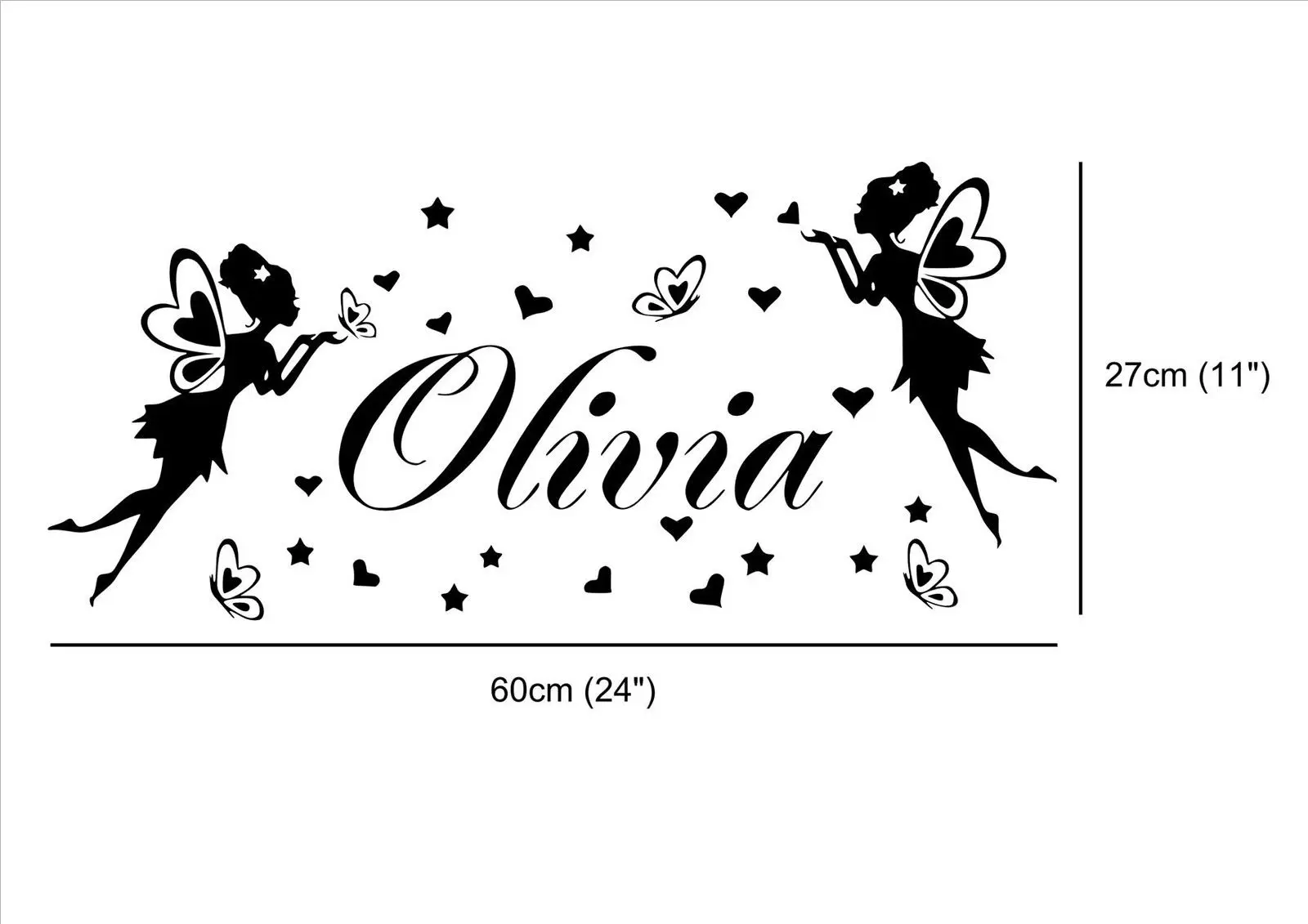 Персонализированные Феи Бабочки любое имя виниловая наклейка на стену