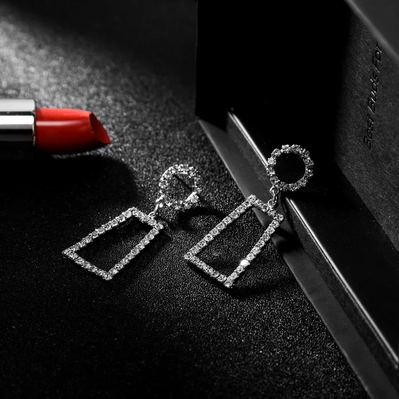 HanCheng висячие серьги-подвески с драгоценным камнем Стразы треугольные длинные
