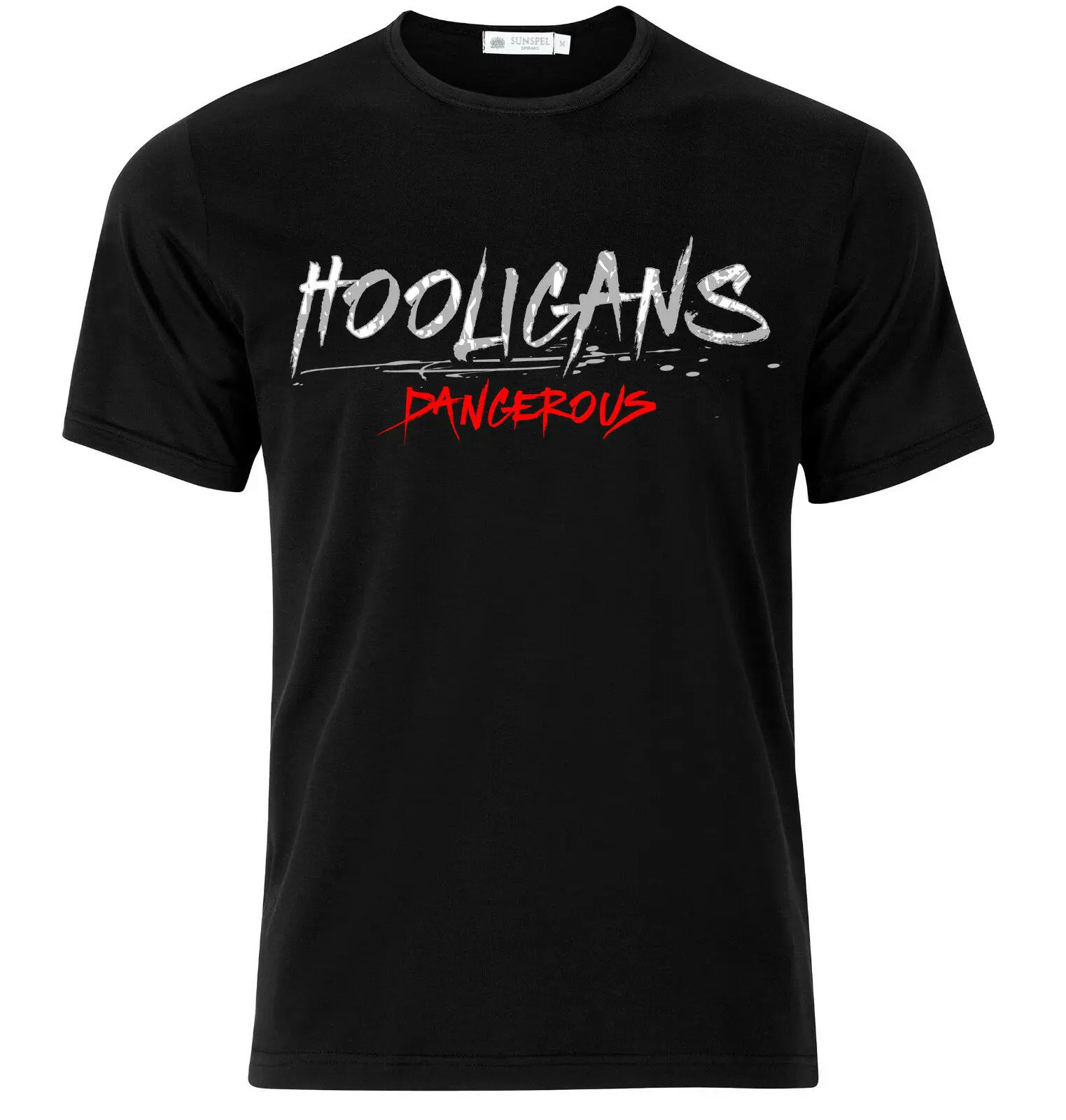 Мужская футболка из 100% хлопка Hooligans Dangerous Ultras черная хорошего качества Новинка