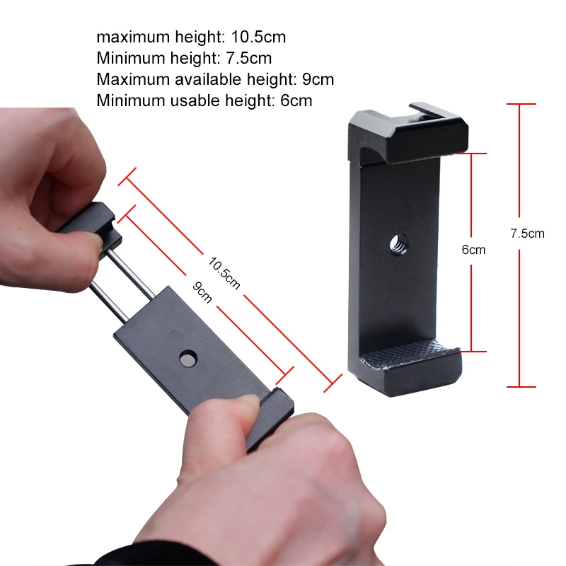 

Aluminum Universal Phone Mount Holder Stand Clip Tripod Mount Adapter for iPhone 7 /7 Plus/8 Android Smartphone