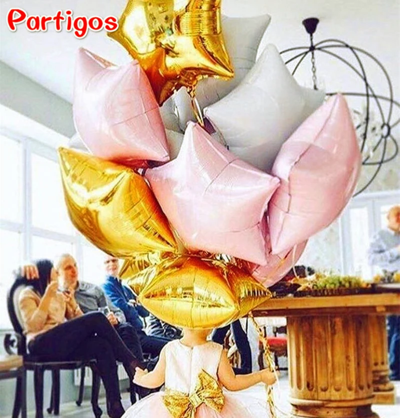 

12pcs 18 inch Pink White Star Helium Foil Balloons Baby Shower Girls Happy Birthday Party Supplies 1st Party Decoration Air Ball