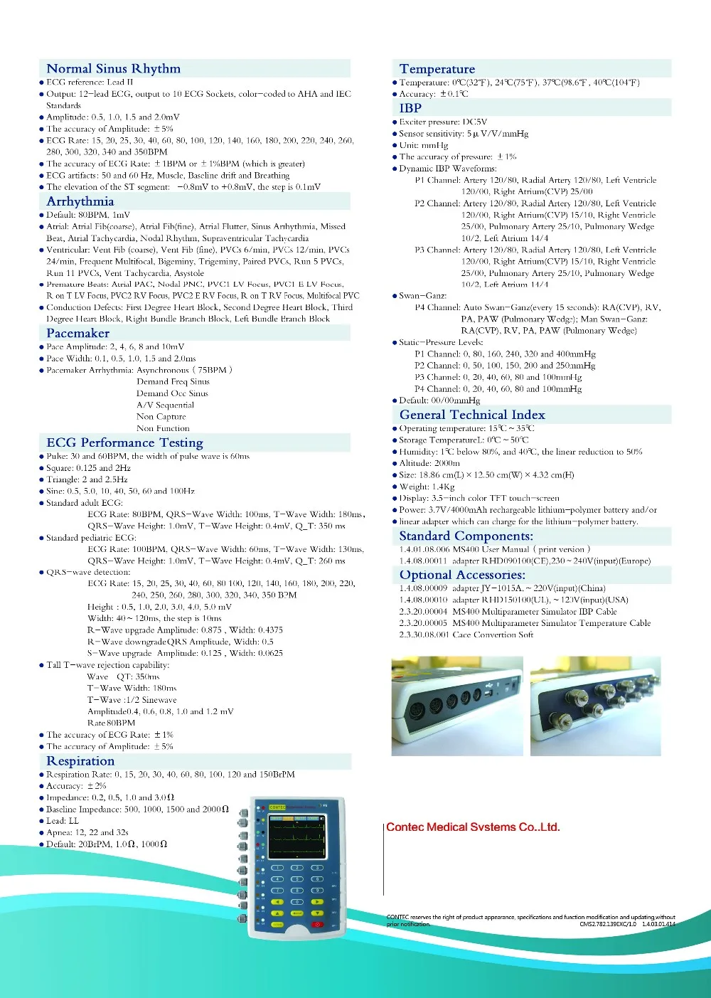 MS400 сенсорный экран ЭКГ симулятор аритмии и кардиостимулятор, RESP TEMP IBP моделирование пациента CE FDA новейшая