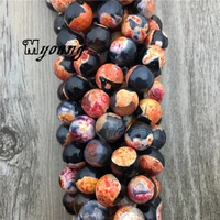 bohemian faceted black and orange fire agates beads round agates loose beads hot sale bracelet making accessories my1634