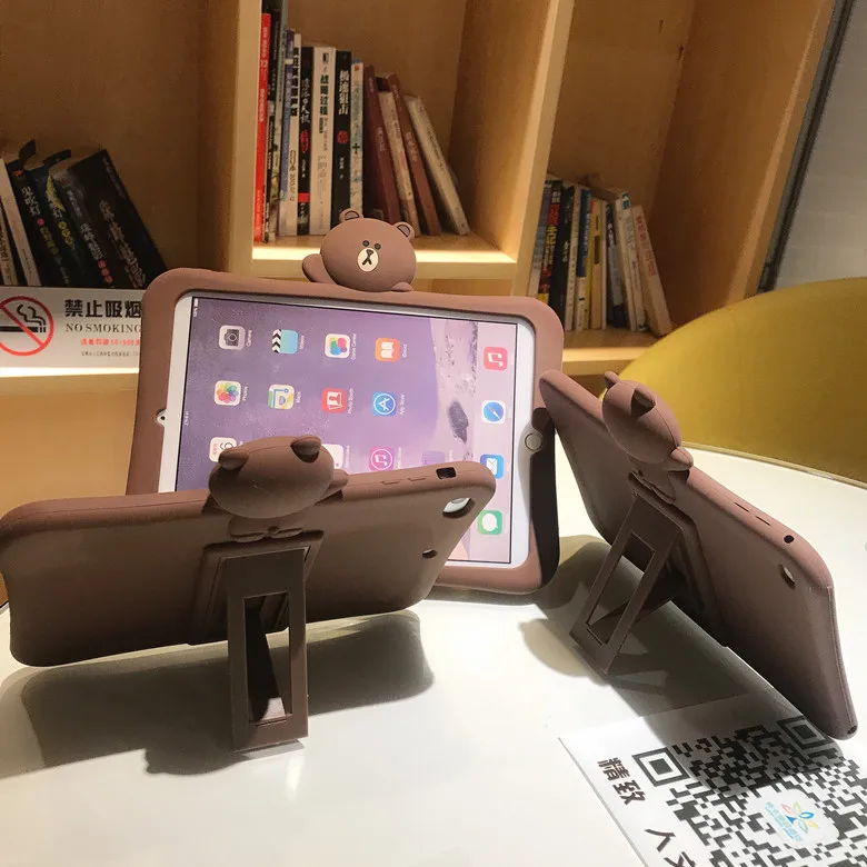 Силиконовый чехол для всего тела чехол для IPad 2/3/4, IPad Mini 1/2/3/4 Носки с рисунком медведя из мультика Стенд кожаный чехол для IPad 9,7 Pro 9,7 воздуха 1 2 принципиально