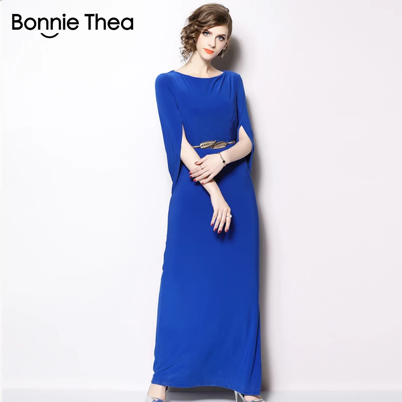 Женское вечернее платье-макси Bonnie Thea синее элегантное винтажное длинное