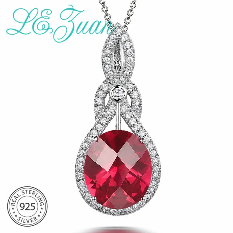 L &amp zuan 7.98ct кулон из Красного камня 100% Серебро 925 пробы ожерелье для женщин