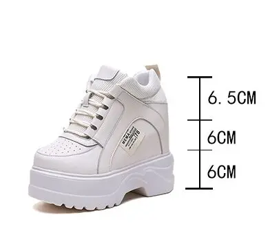 Женские кроссовки на танкетке 12 см белые дышащие вулканизированной подошве