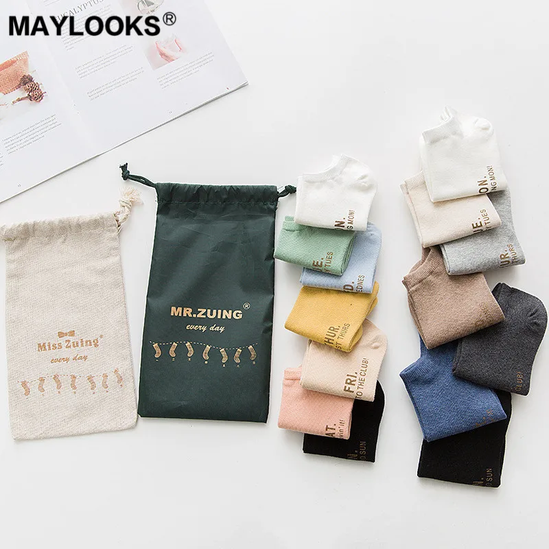 Maylooks/Новинка женские носки-башмачки с принтом японские носки надписью мужские на