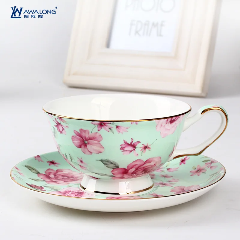 Высококачественные стандартные кофейные чайные чашки с блюдом Цветочные