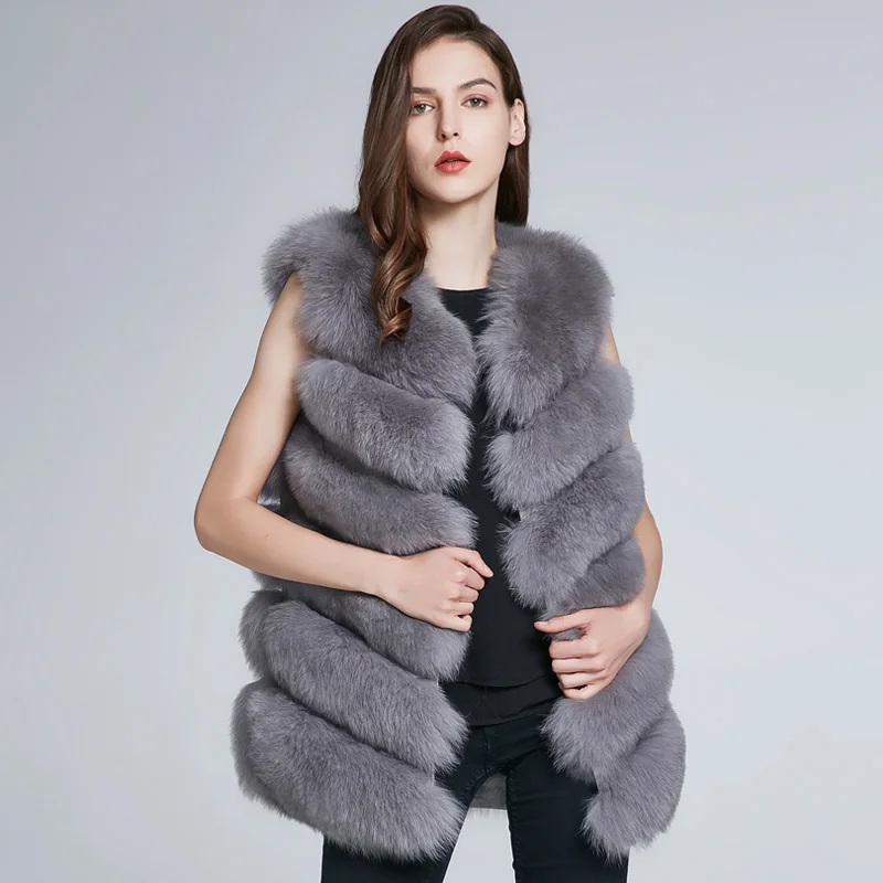 JKP Real Fur Vest coat Luxury natural Fox Warm Women Coat Vests Winter Fashion furs Women's Coats  Gilet Veste