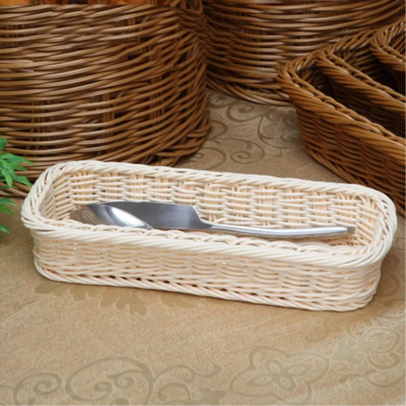 Пластиковая корзина из ротанга посуда корзины прямоугольная плетеная