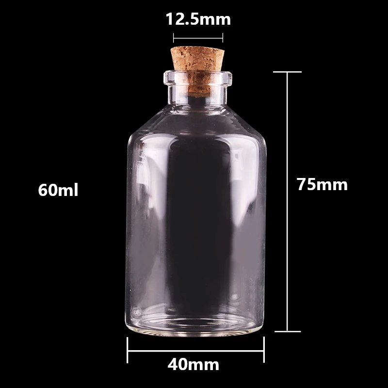 60ml 20 шт 50 мл 60 мл маленькие стеклянные бутылки с пробковой пробкой пустые банки для специй Подарочные Флаконы для рукоделия - Цвет: 60ml
