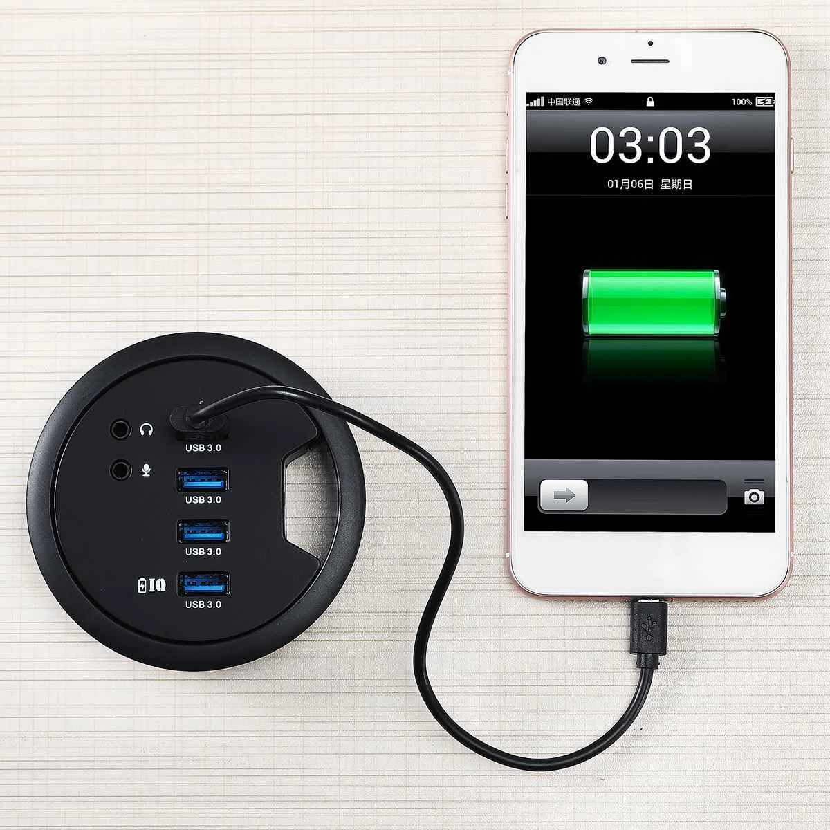Крепление на стол 3-Порты USB 3,0 HUB адаптер для Macbook внешний стерео звук адаптер кабель комбо круглый usb-хаб со штепсельной вилкой европейского стандарта