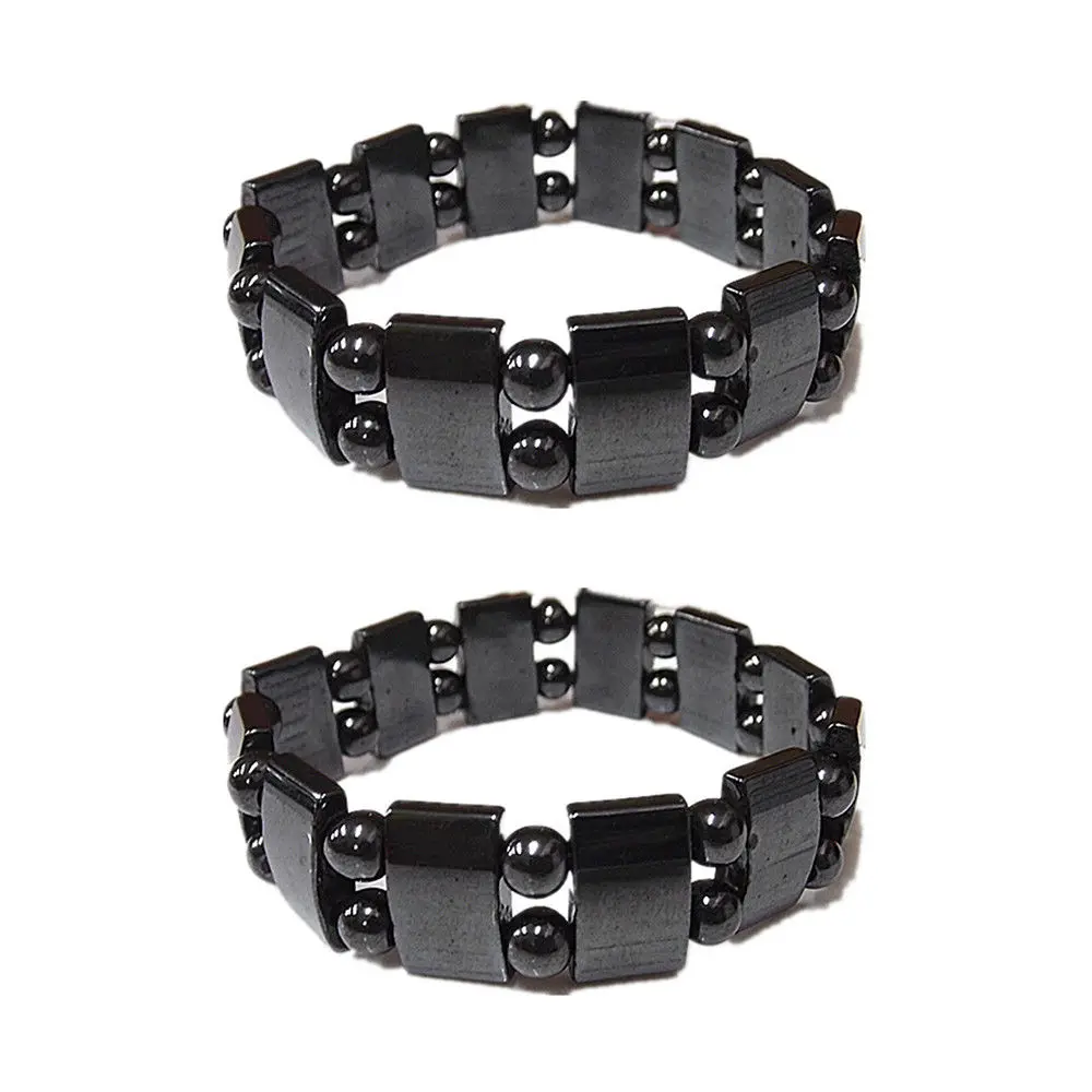 2 шт. модные черные магнитный камень браслет из гематита Исцеление бусы Бисер